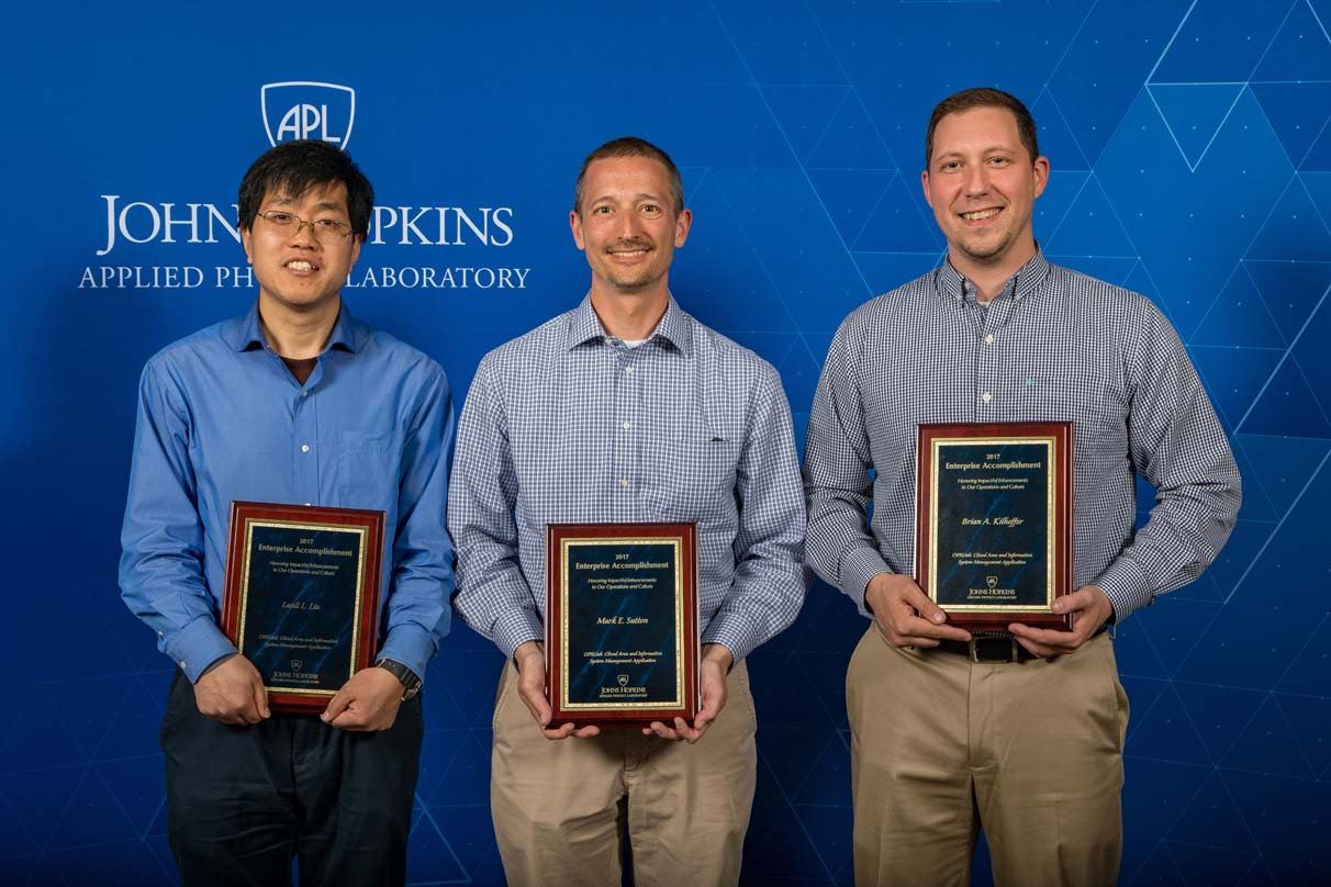 From left to right are Lanli Liu, Mark Sutton and Brian Kilheffer. 