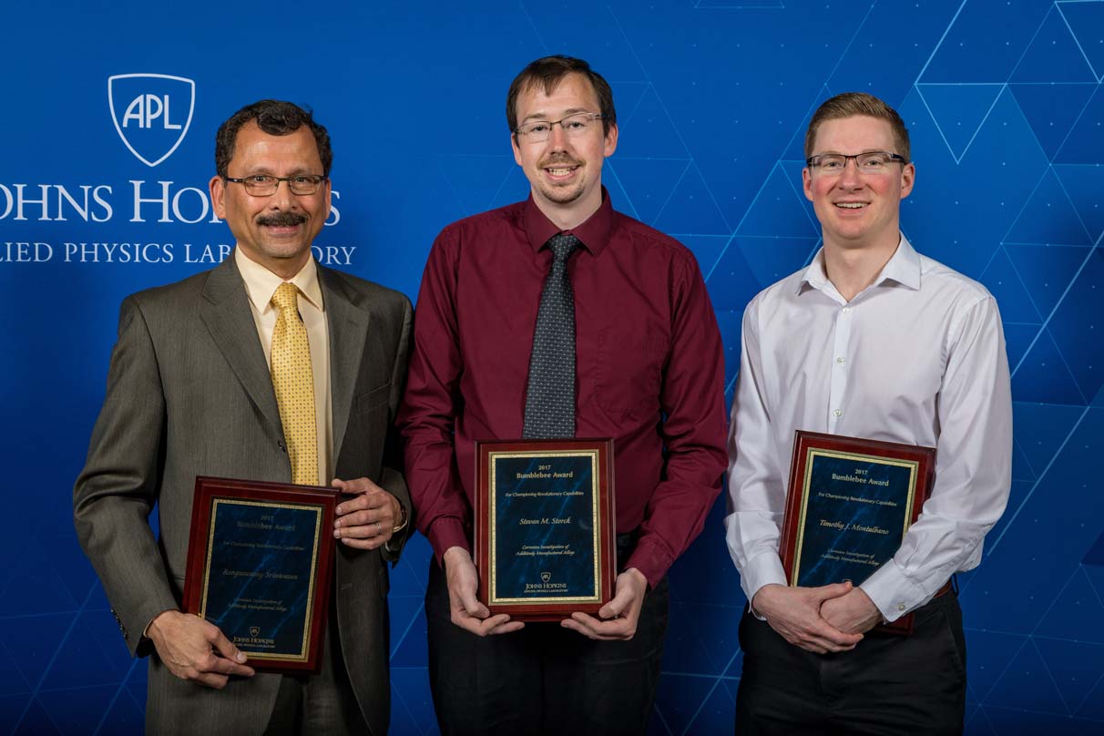 Pictured from left to right are Rengaswamy Srinivasan, Steven Storck and Tim Montalbano