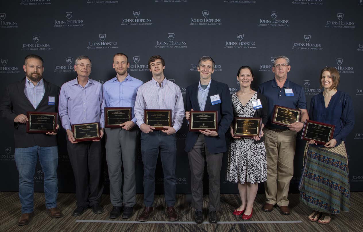 From left to right are Gabriel P. Kniffin, Robert F. Henrick, Brian J. Grooman, Brad S. Bazow, Carlos A. Renjifo, Jean M. Dougherty, George S. Peacock and Jennifer L. Cooper.