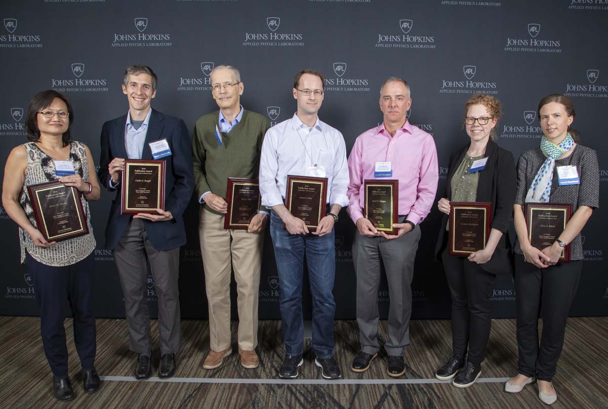 From left to right are Grace M. Hwang, Carlos A. Renjifo, Tom B. Criss, Aaron T. Criss, David W. Blodgett, Carissa L. Rodriguez and Clara A. Scholl