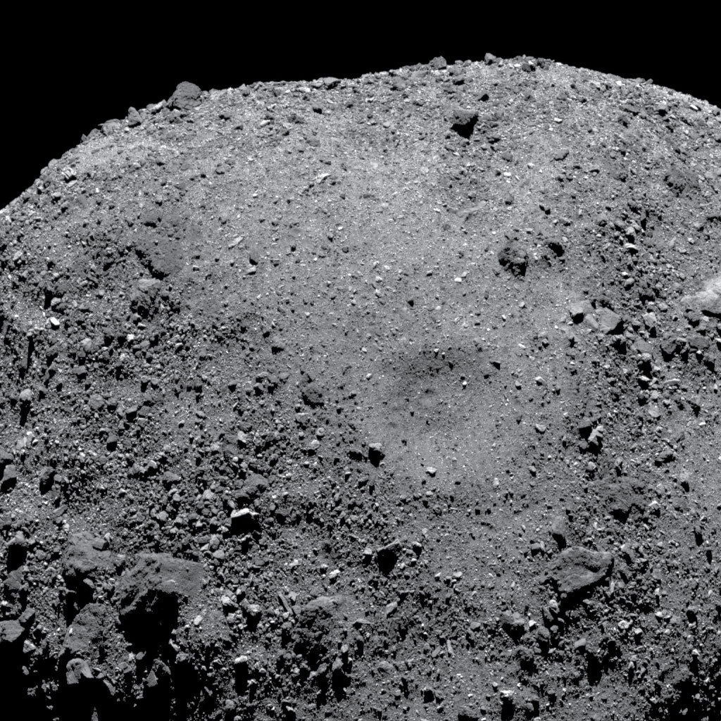 View of an impact-induced landslide on asteroid Bennu