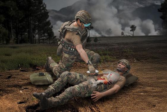 Using APL’s AI-boosted anatomy visualization aid, a medic can spot the probable location of an internal injury through visible landmarks on a patient’s body.