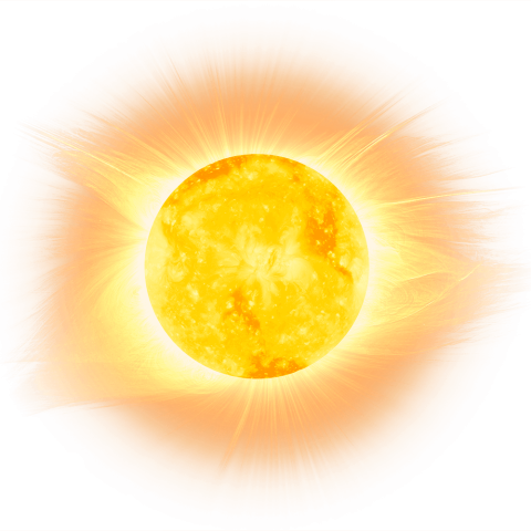 Graphic of Sun and Solar Wind