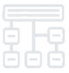Org Chart with one wide bar and small boxes linking beneath